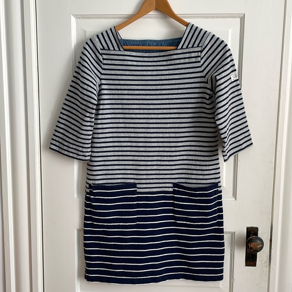Joules Grey & Navy Blue Cotton Jersey Tunic, Size 4